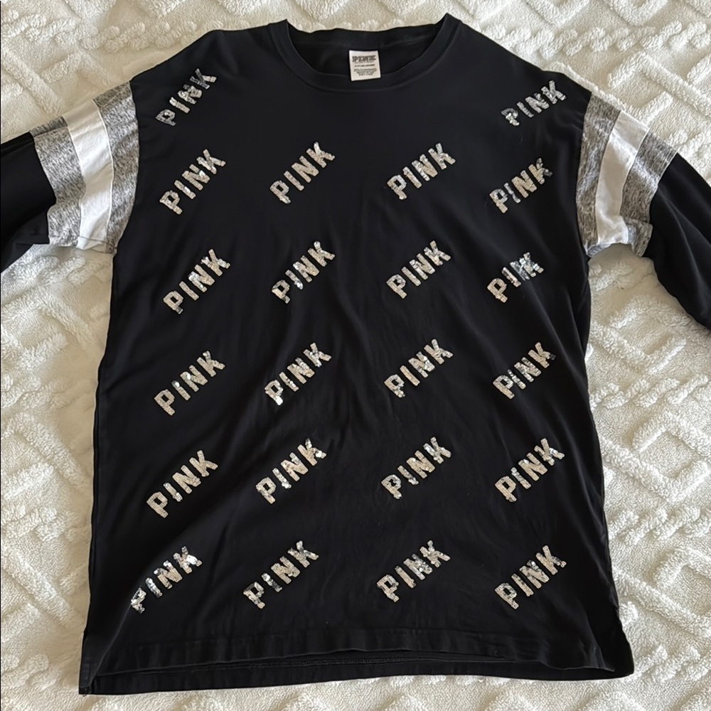 Black and Gray Shirt with PINK Victoria's Secret Print